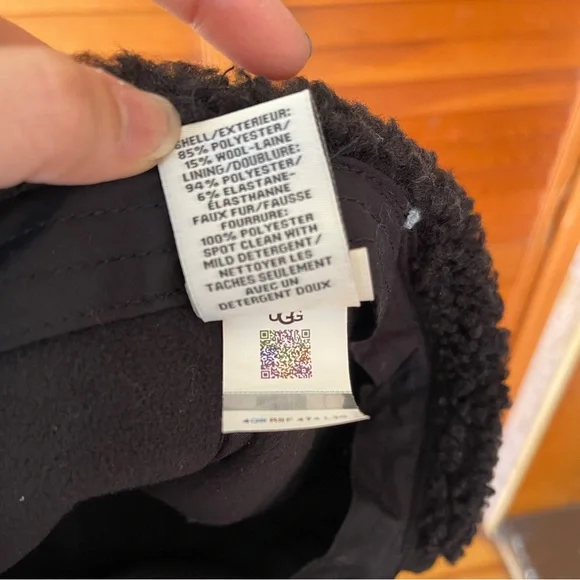 UGG Wool Blend Cap Hat With Sherpa Earflap Black Trapper Mens Size L/XL New - Picture 8 of 9